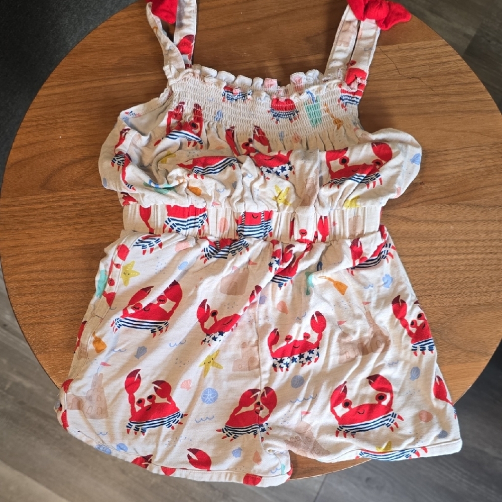 Little Sleepies Red Crab Print Kids Romper